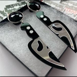 NWT Scream Ghost face Knife Dangle Gauges Plugs Earrings 90’s